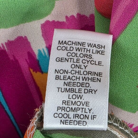 Womens Cato Multicolor Abstract Print Blouse 100% Polyester Roll Tab Sleeves L - Picture 7 of 10